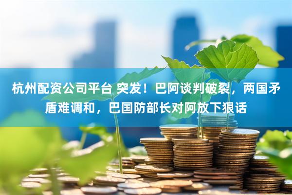 杭州配资公司平台 突发！巴阿谈判破裂，两国矛盾难调和，巴国防部长对阿放下狠话